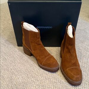 Bernardo Women's Brown Suede Ankle Boots, Salem, tobacco split suede, 8.5 M